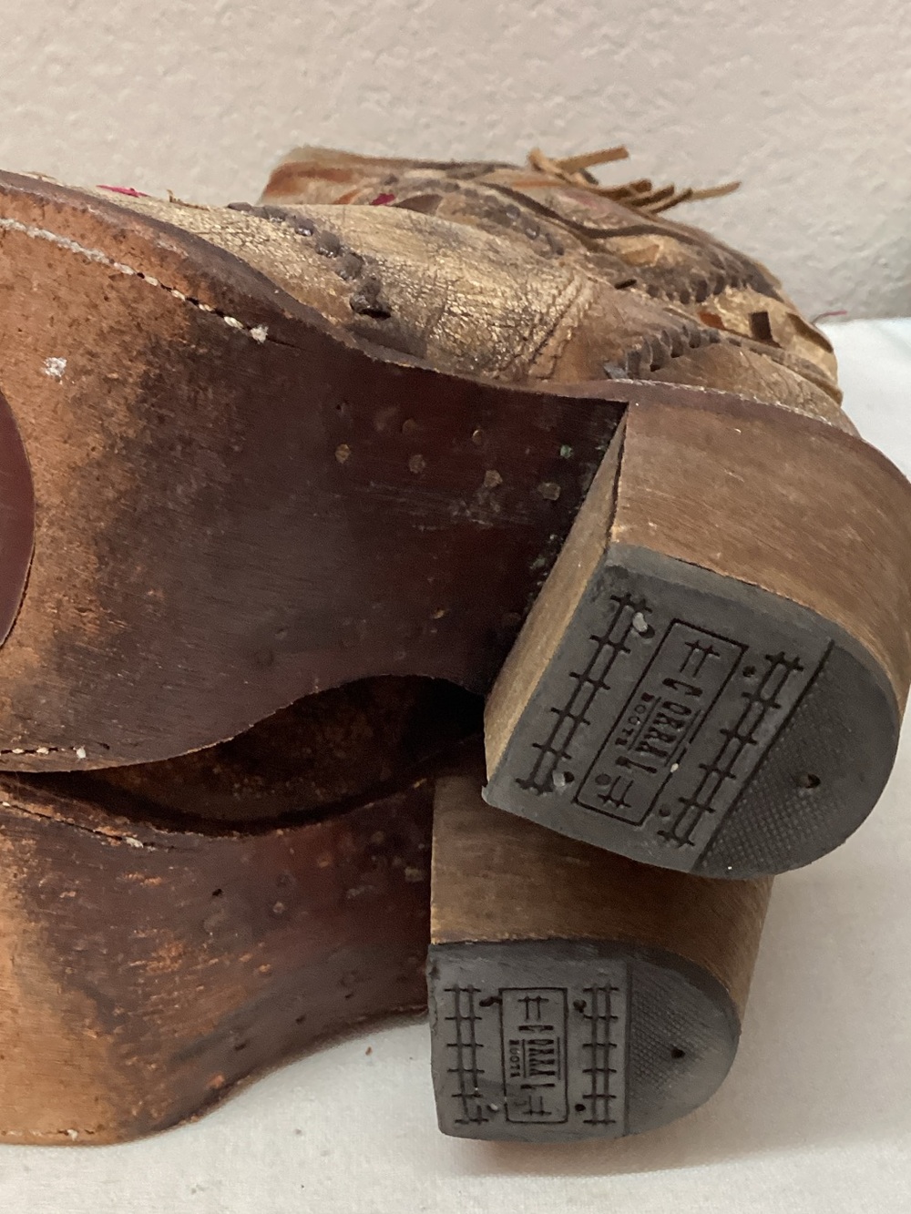Corral Tan Suede Embroidered Western Heeled Boots - Picture 6 of 10